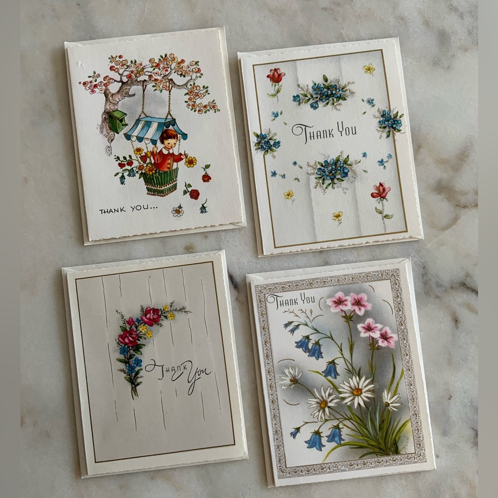 New Set/4 Thank You Vtg Cards